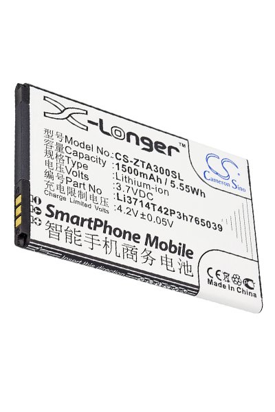 BTC-ZTA300SL battery (1500 mAh 3.7 V, Black)